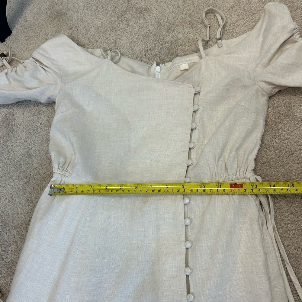 Jonathan Simkhai off the shoulder cream beige cotton and linen dress Sz XS - Picture 14 of 15
